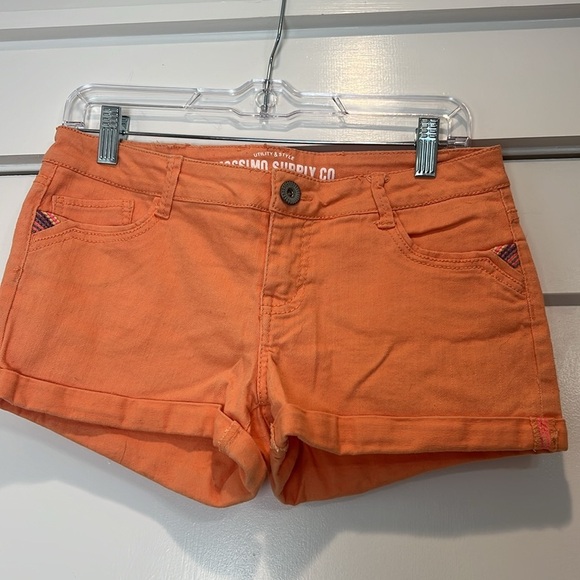 Mossimo Supply Co. Orange cuffed Jean Shorts Casual Style size 9. - Picture 2 of 7